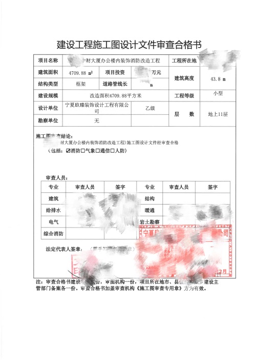 彭阳消防设计推荐|彭阳中财大厦办公楼消防审图合格报告书